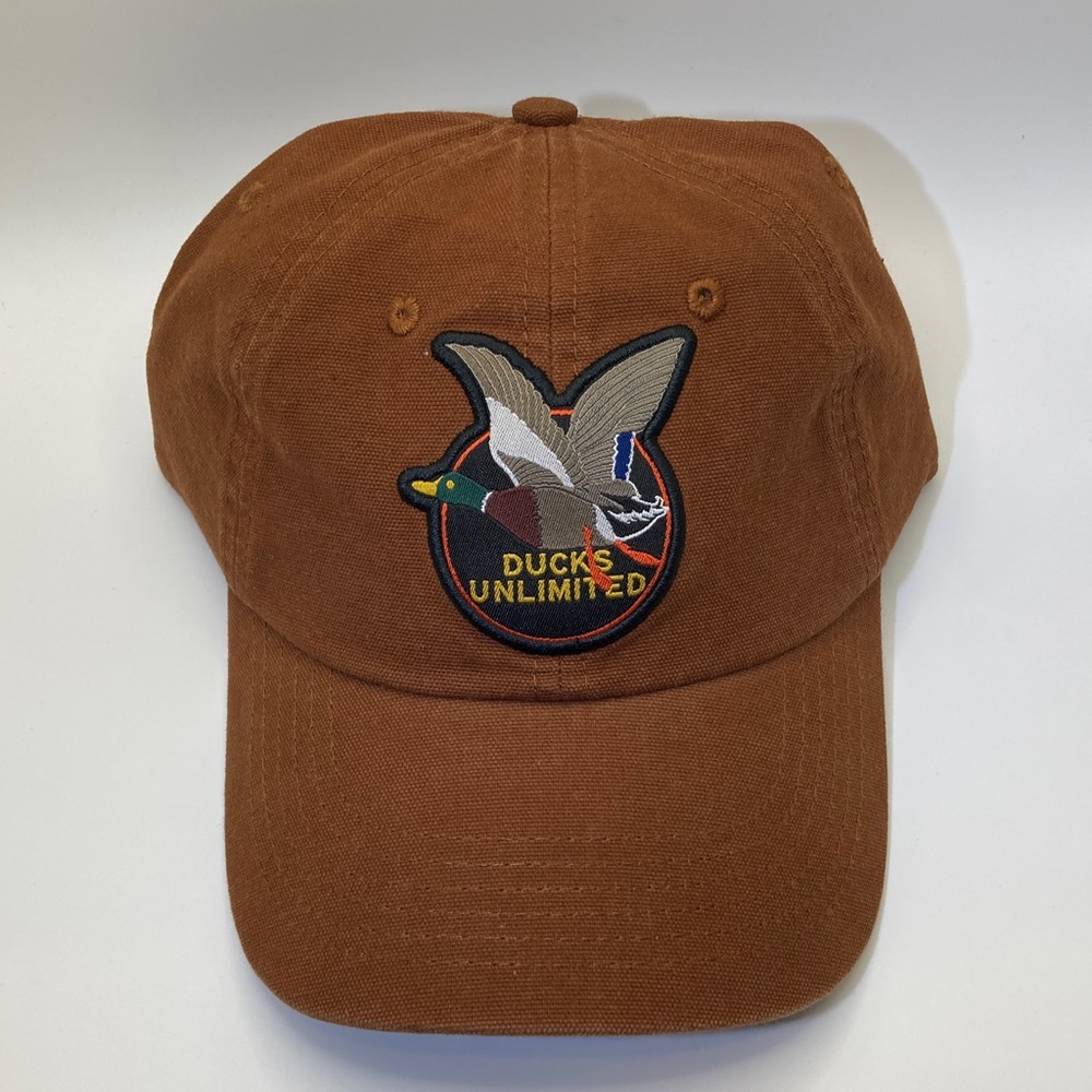 Ducks Unlimited Brown Baseball Cap Hat - Adjustable Strapback with Mallard Patch
